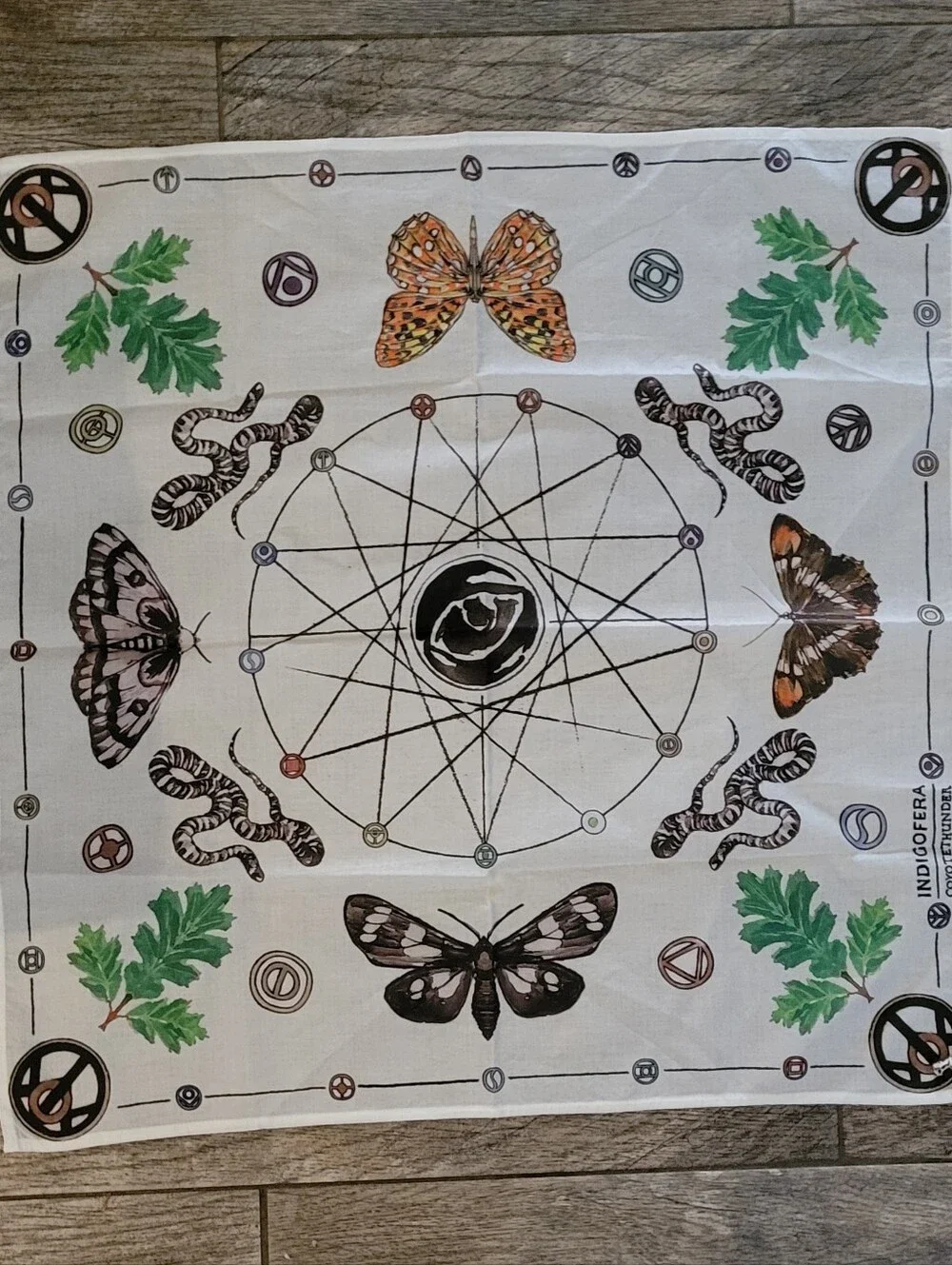 Indigofera x Coyote Thunder Forestcity Bandana Neckerchief Artist Obi Kaufman